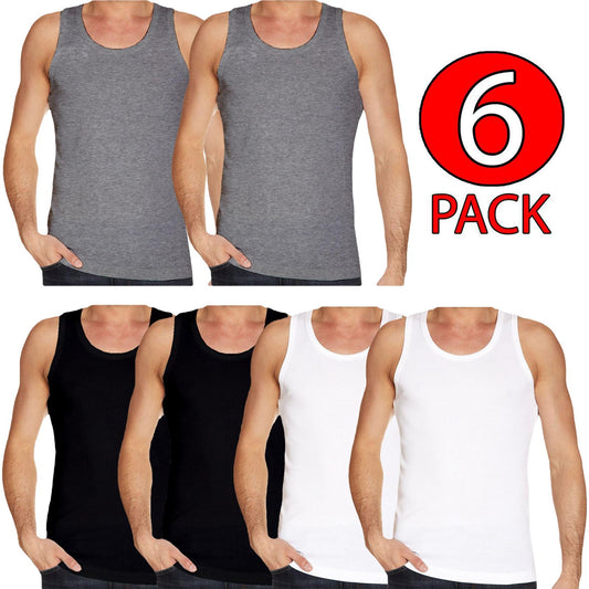 6 Pack Men Plain Cotton Sports Vest