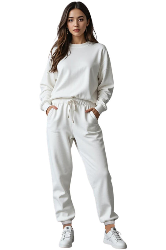 Women’s Oversized Tracksuit Set – Pullover Sweatshirt & Trousers with Crew Neck Casual Fit