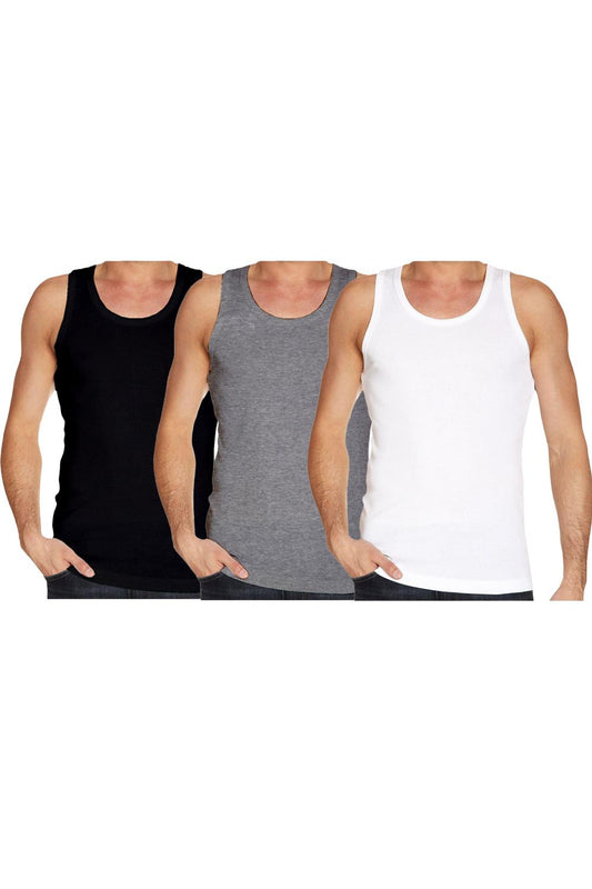 3 Pack Mens Plain Cotton Sports Vest