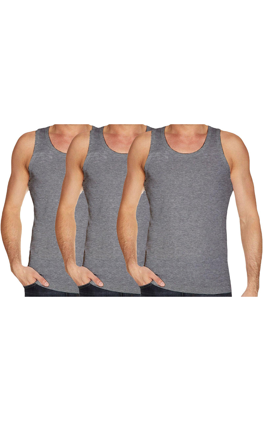 3 Pack Mens Plain Cotton Sports Vest