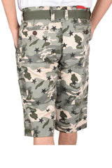 True Face Men Camouflage Shorts With Belt