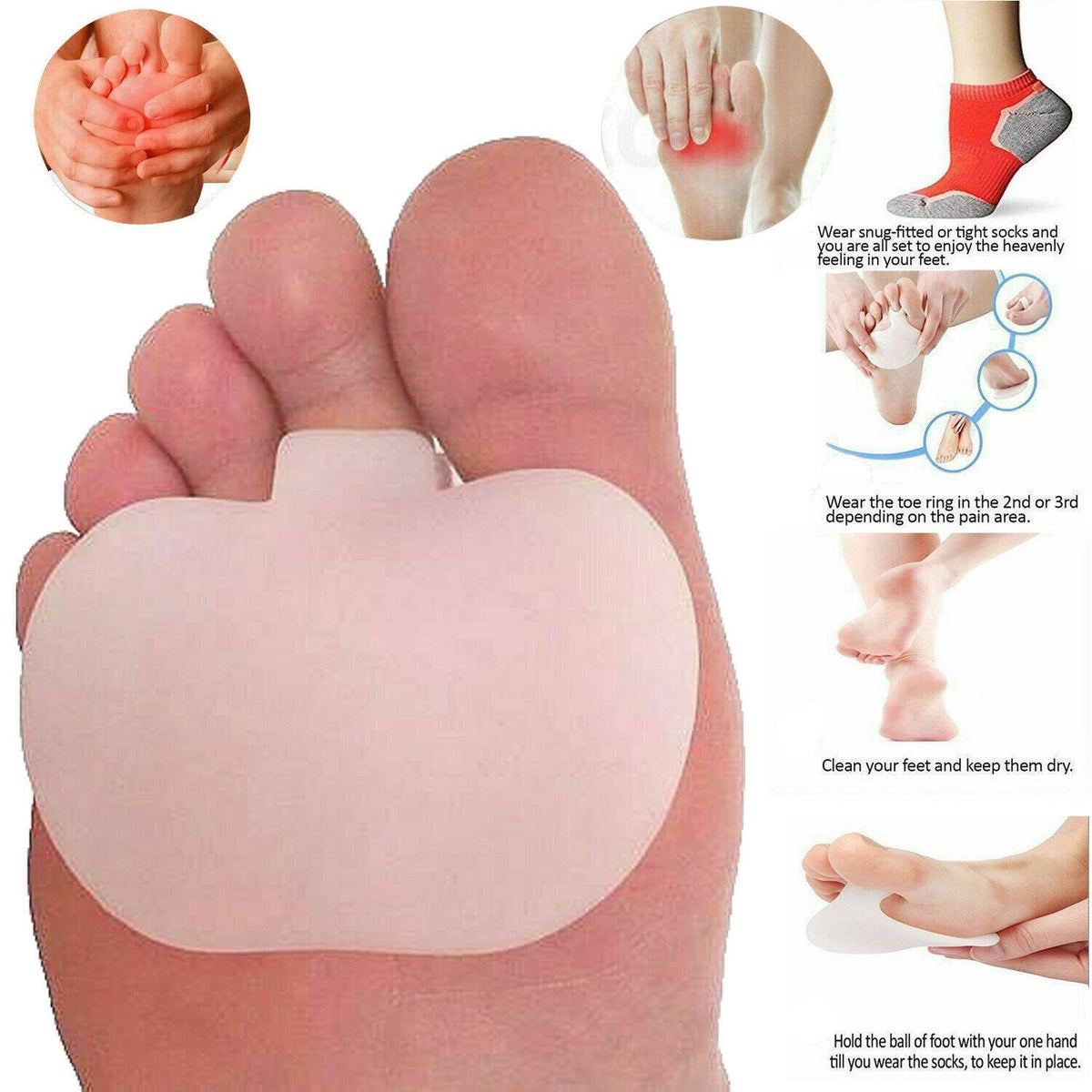 Anti Slip Forefoot Shoe Insole - 2 Pack