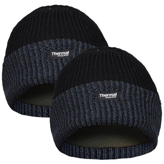 2 Pack Mens Thermal Beanie Hat