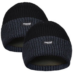 2 Pack Mens Thermal Beanie Hat