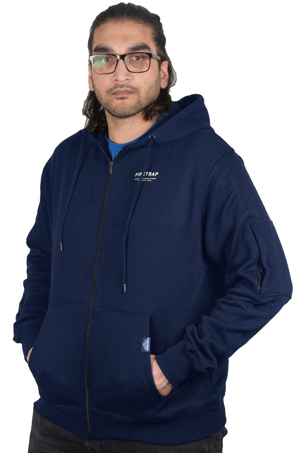 Fire Trap Mens Fleece Zip Up Hoodie