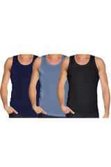 3 Pack Mens Plain Cotton Sports Vest