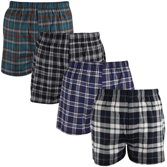 4 Pack Gaffer Men Woven Check Boxer